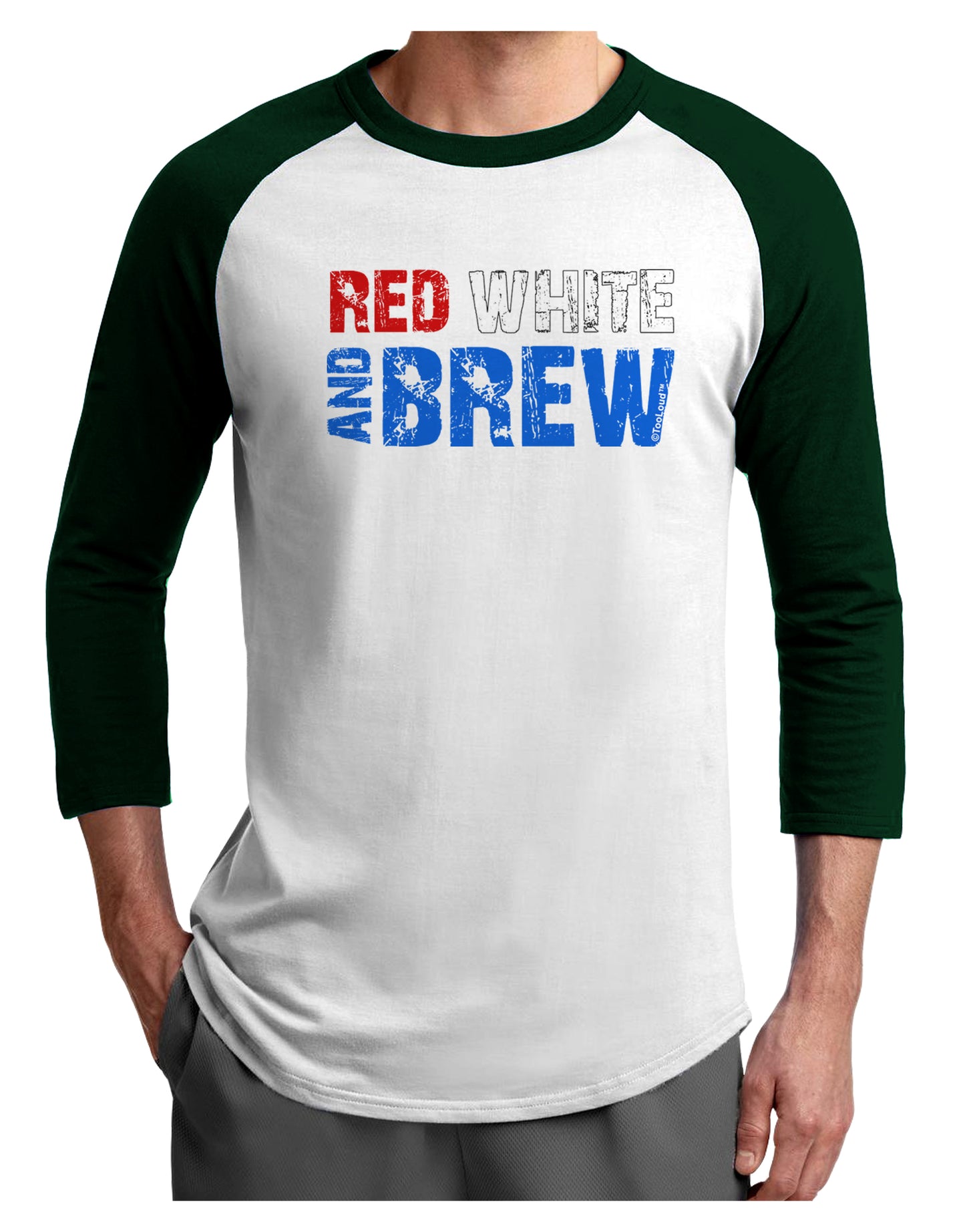 Red White and Brew Color Adult Raglan Shirt by TooLoud-TooLoud-White-Forest-X-Small-Davson Sales