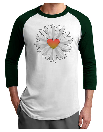 Pretty Daisy Heart Adult Raglan Shirt-Mens-Tshirts-TooLoud-White-Forest-X-Small-Davson Sales