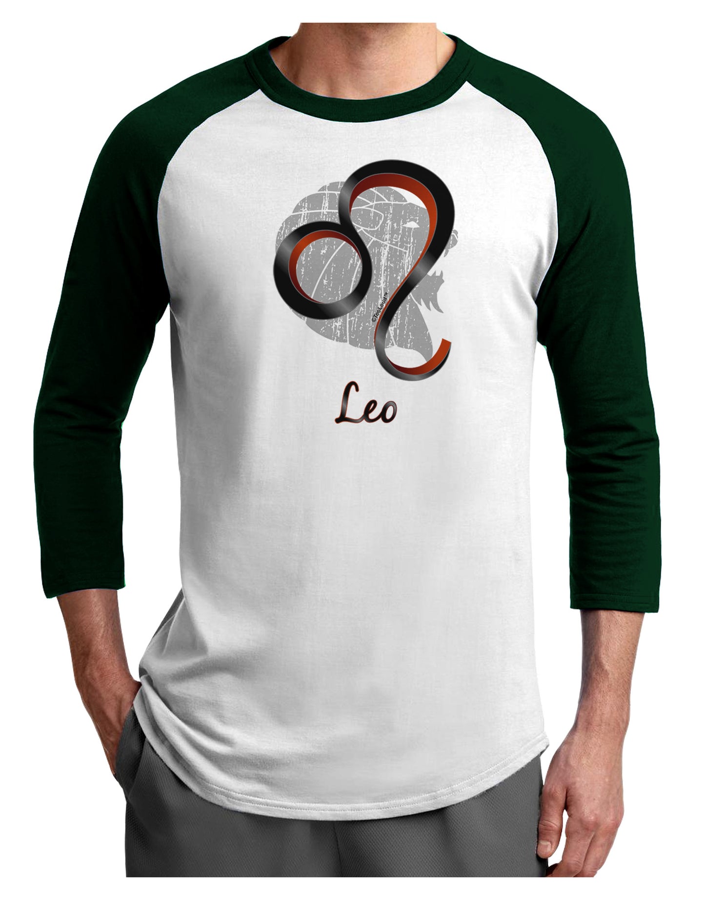 Leo Symbol Adult Raglan Shirt-TooLoud-White-Forest-X-Small-Davson Sales