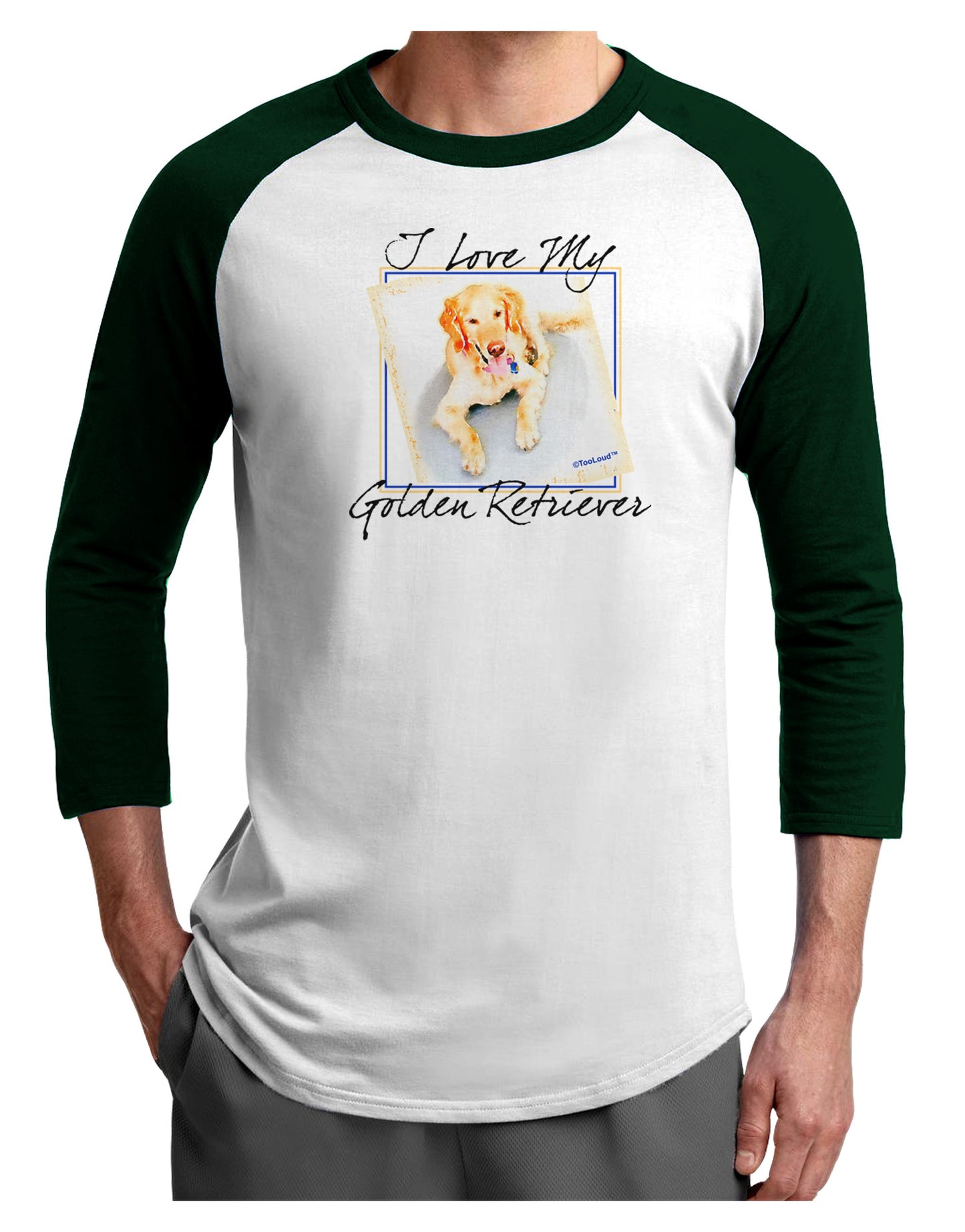 I Love My Golden Retriever Adult Raglan Shirt-Raglan Shirt-TooLoud-White-Forest-X-Small-Davson Sales