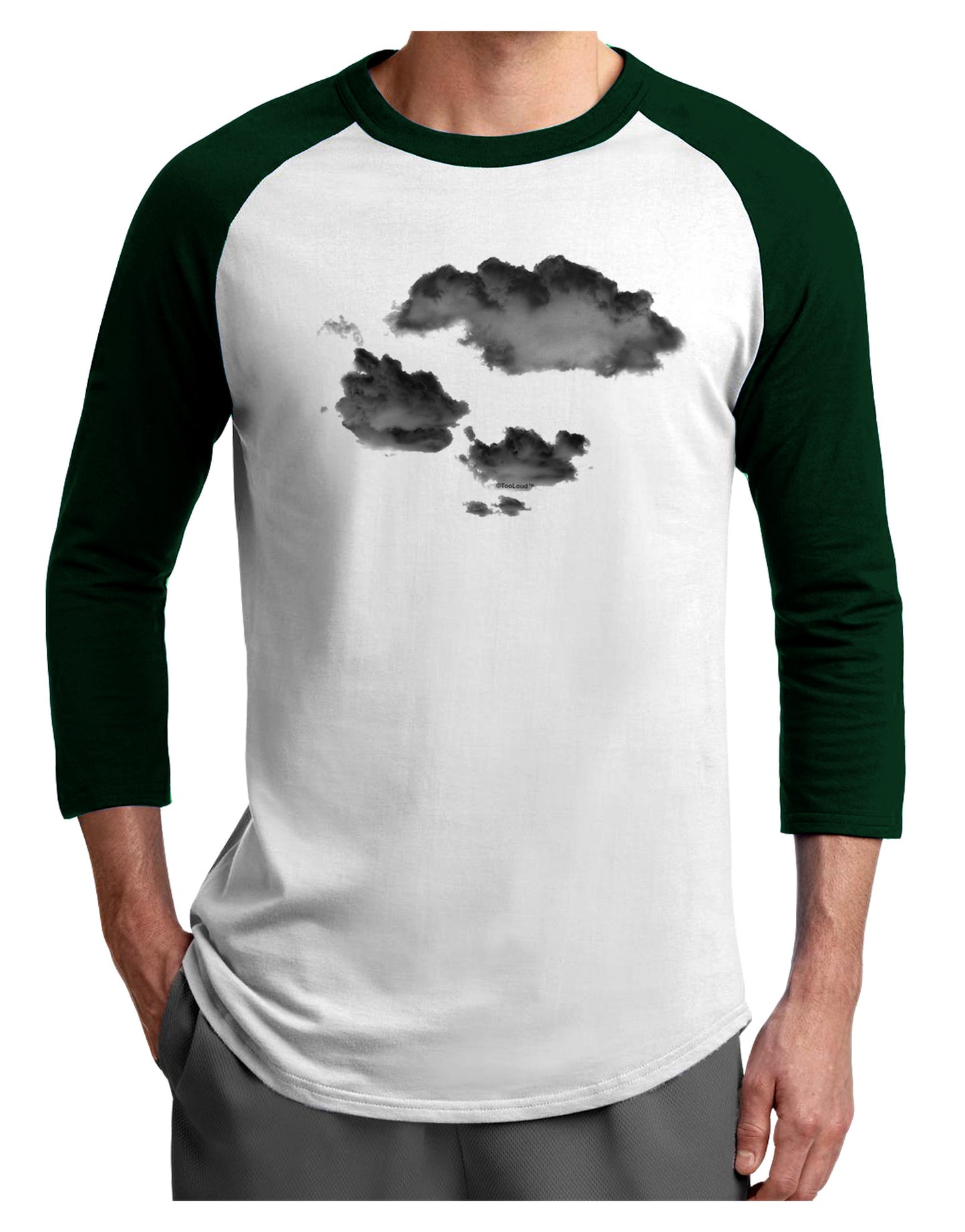 Inverted Puffy Clouds Adult Raglan Shirt-Raglan Shirt-TooLoud-White-Forest-X-Small-Davson Sales