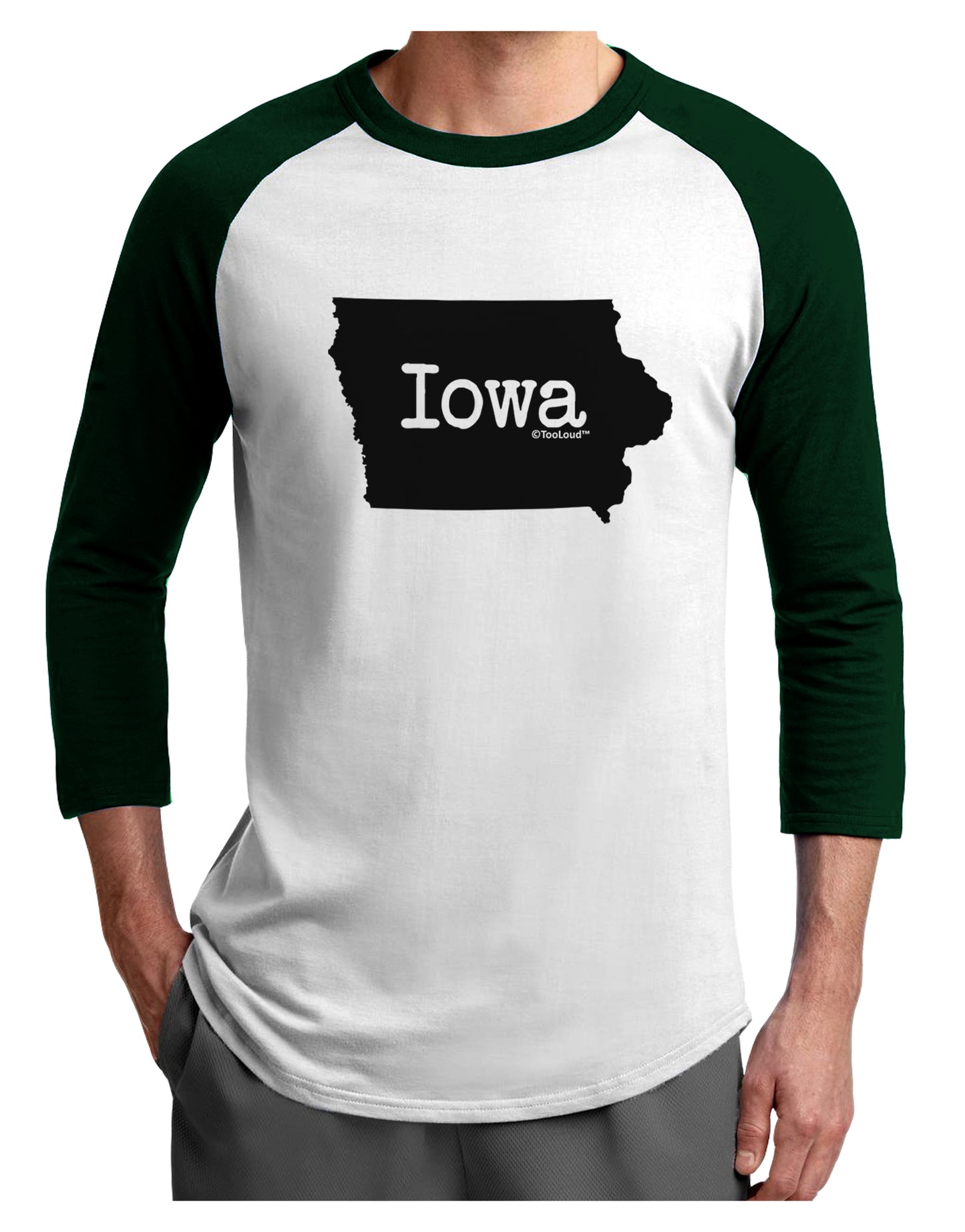 Iowa - United States Shape Adult Raglan Shirt by TooLoud-TooLoud-White-Forest-X-Small-Davson Sales