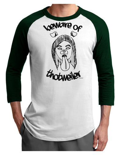 TooLoud Beware of Thotweiler Adult Raglan Shirt-Mens-Tshirts-TooLoud-White-Forest-X-Small-Davson Sales