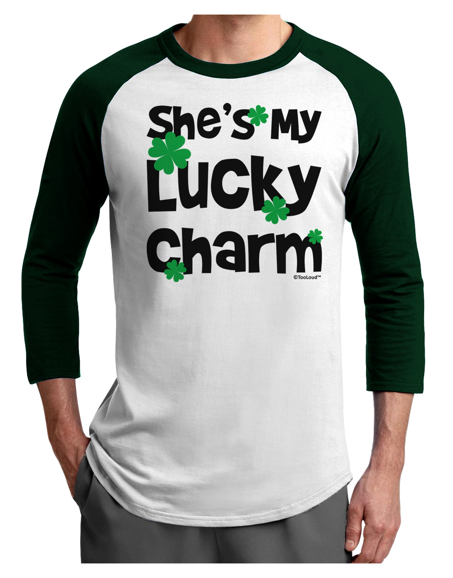 She's My Lucky Charm - Matching Couples Design Adult Raglan Shirt by TooLoud-Raglan Shirt-TooLoud-White-Forest-X-Small-Davson Sales