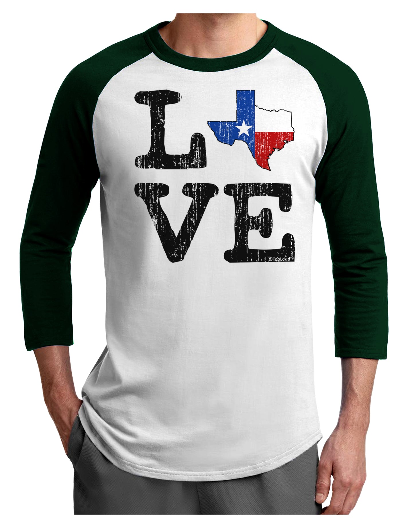 Texas Love Distressed Design Adult Raglan Shirt by TooLoud-TooLoud-White-Forest-X-Small-Davson Sales