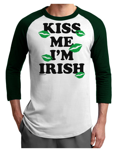 Kiss Me I'm Irish - Green Kisses Adult Raglan Shirt by TooLoud-Raglan Shirt-TooLoud-White-Forest-X-Small-Davson Sales