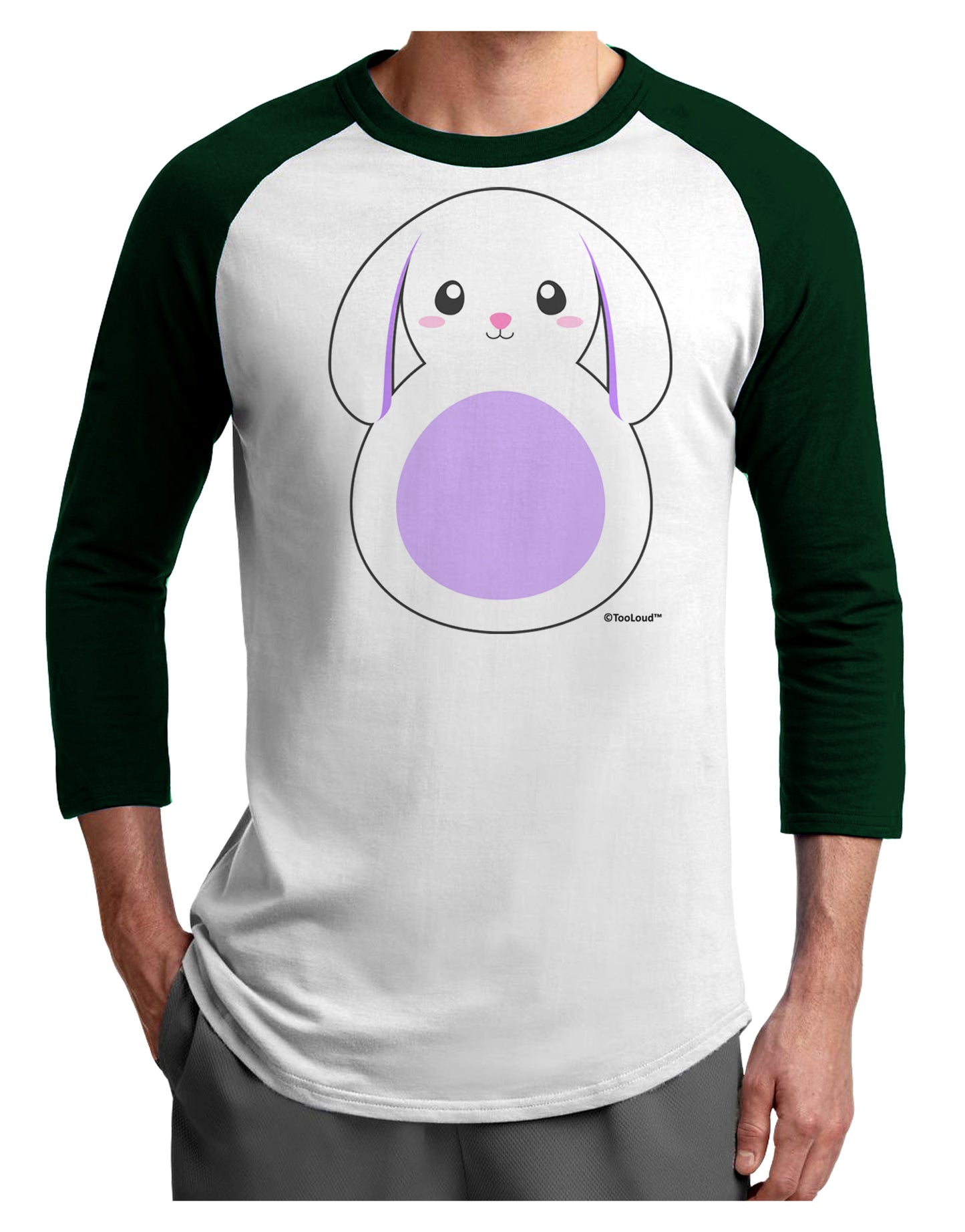 Cute Bunny with Floppy Ears - Purple Adult Raglan Shirt by TooLoud-TooLoud-White-Forest-X-Small-Davson Sales