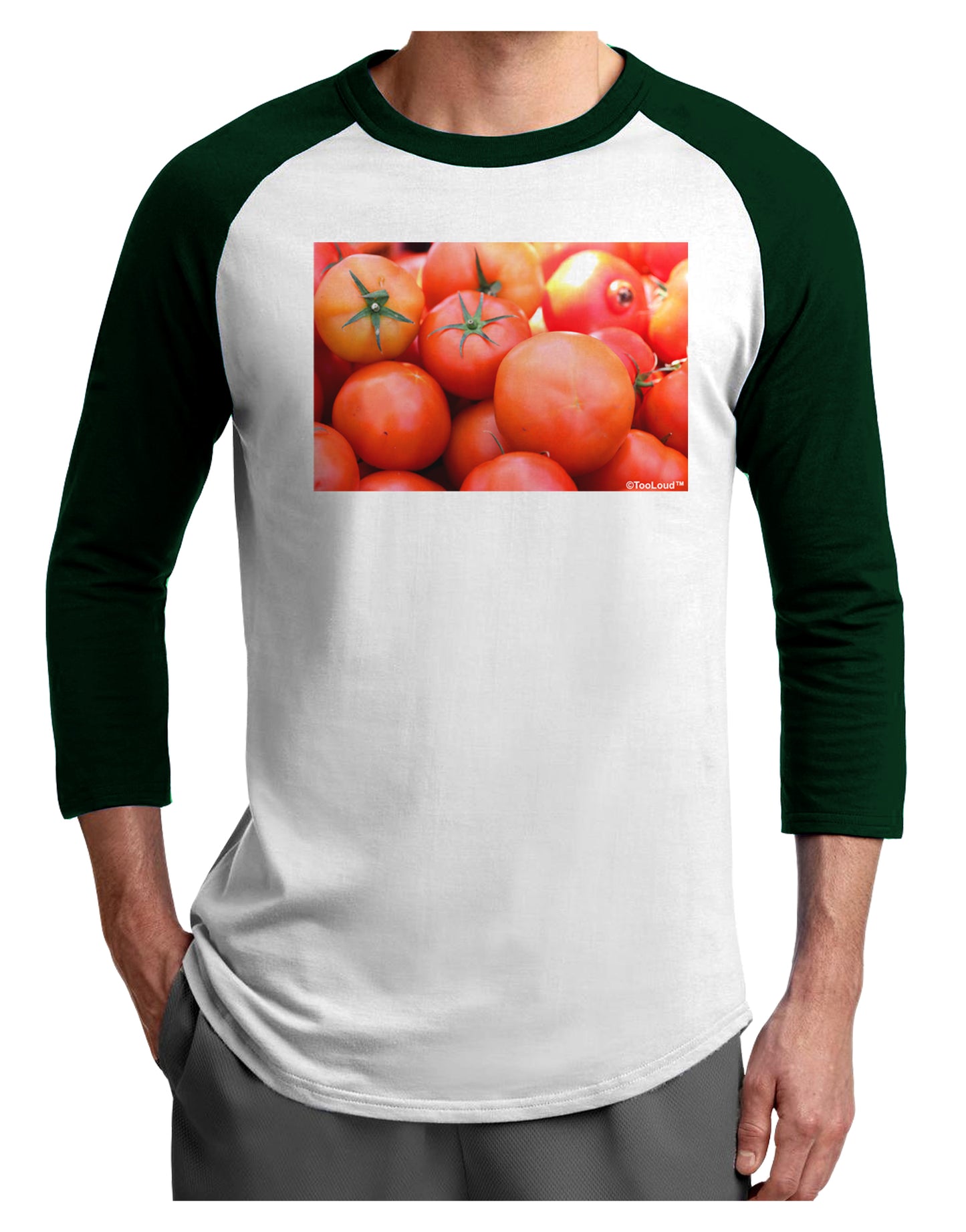 Buy Local Produce Tomatoes Adult Raglan Shirt-TooLoud-White-Forest-X-Small-Davson Sales