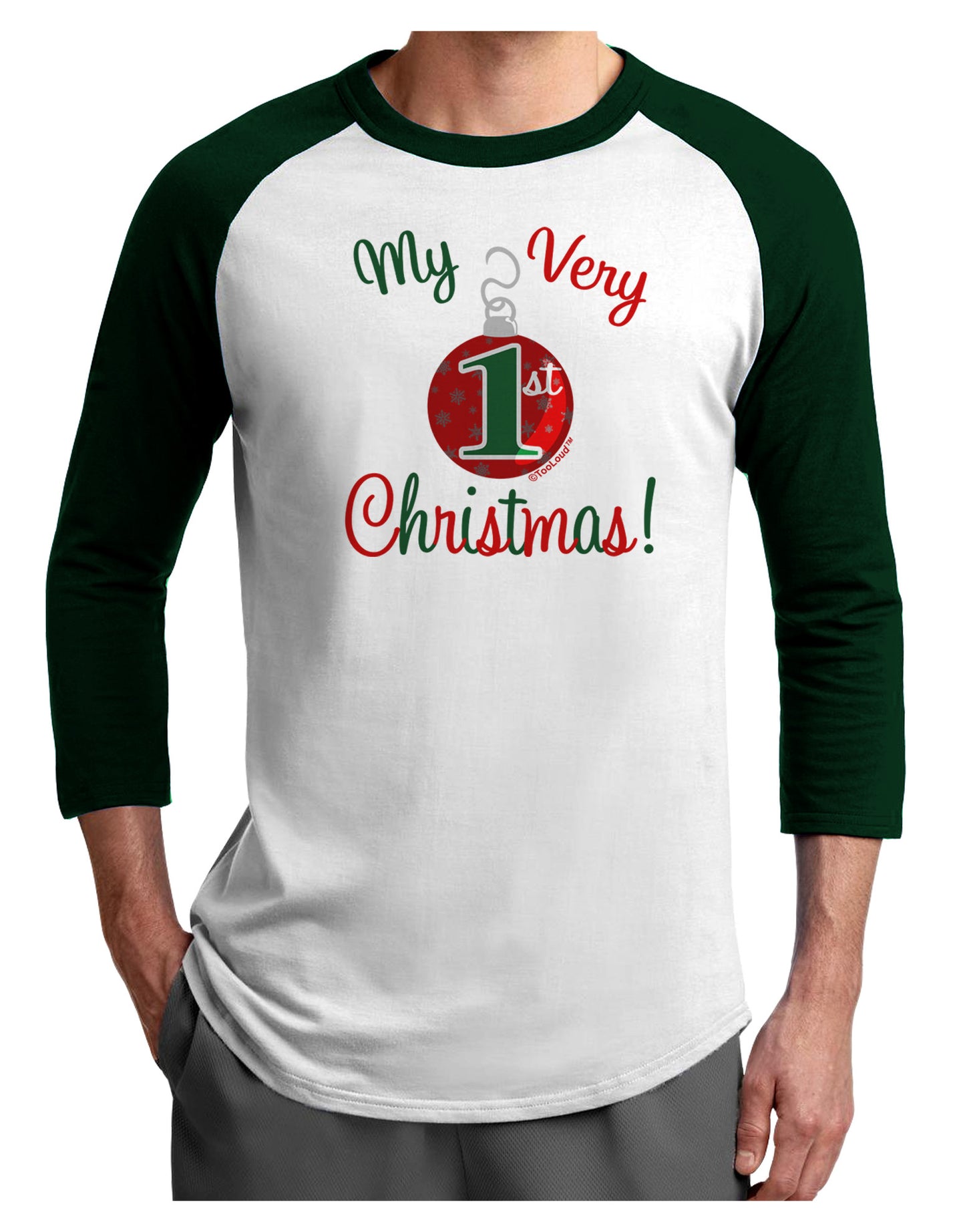 My Very 1st Christmas Adult Raglan Shirt-Raglan Shirt-TooLoud-White-Forest-X-Small-Davson Sales
