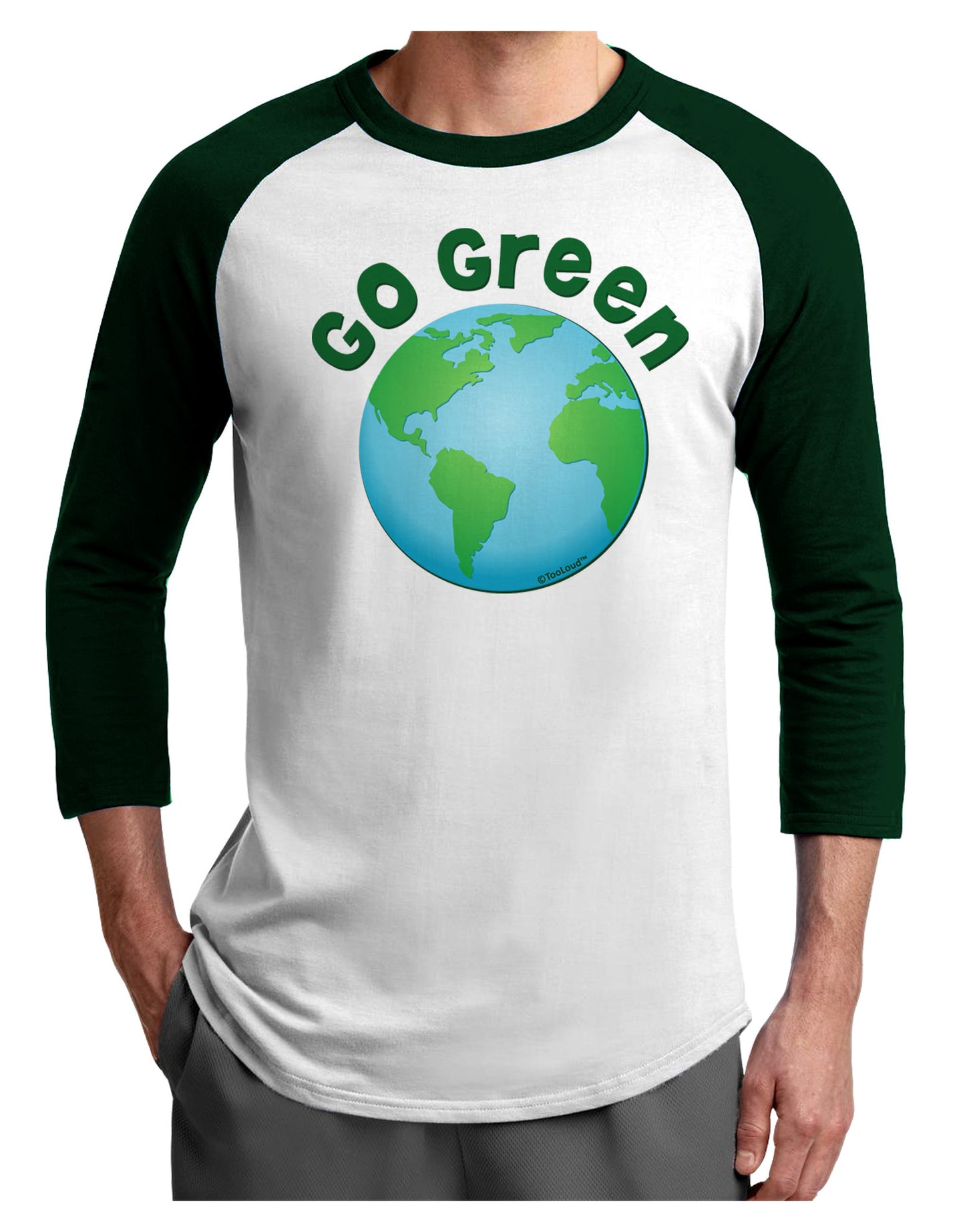 Go Green - Planet Earth Adult Raglan Shirt-TooLoud-White-Forest-X-Small-Davson Sales