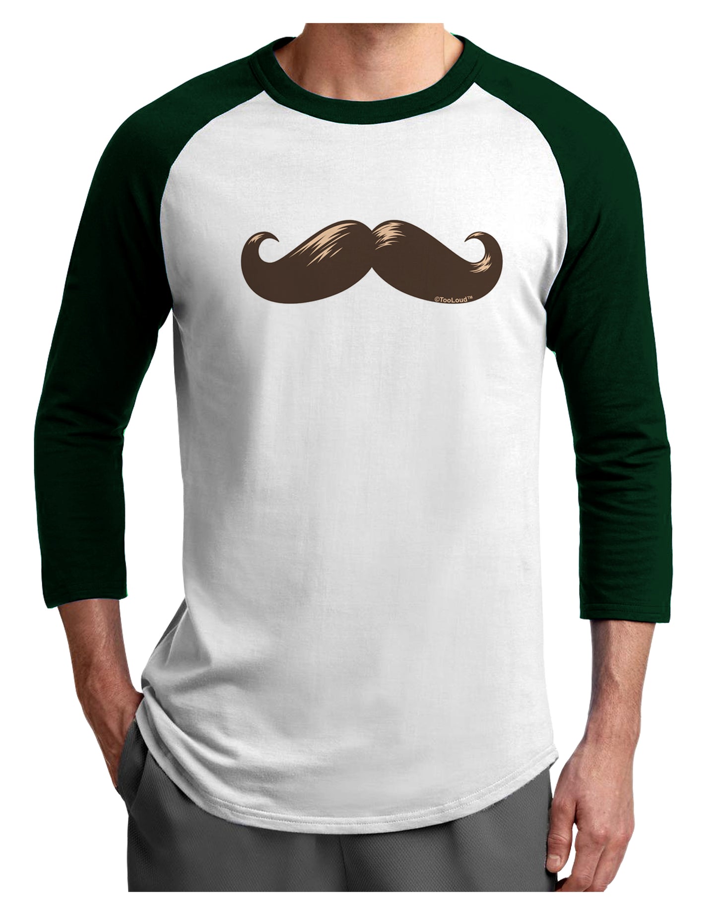 Big Brown Mustache Adult Raglan Shirt-Raglan Shirt-TooLoud-White-Forest-X-Small-Davson Sales