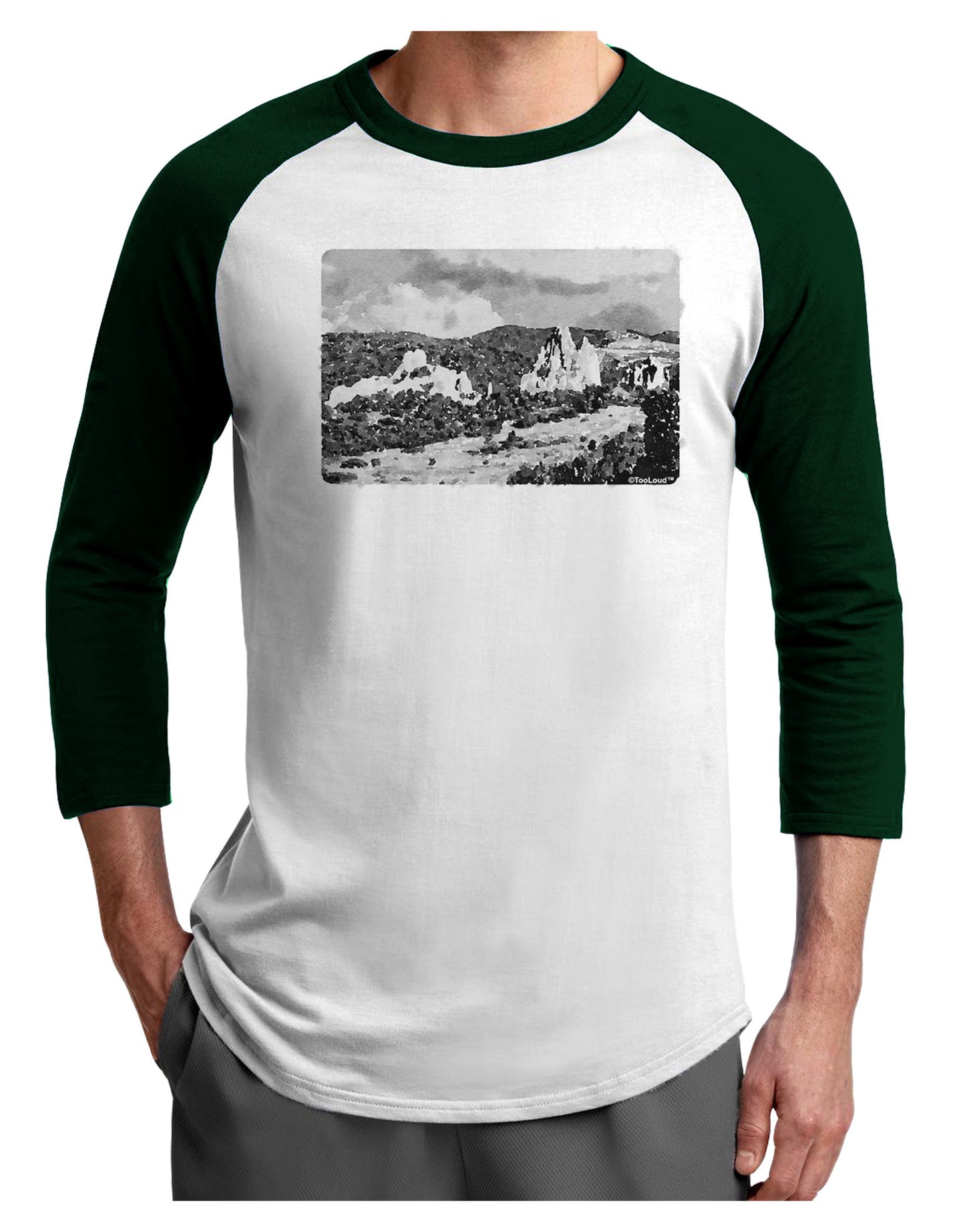 CO Mountain Forest Watercolor Adult Raglan Shirt-Raglan Shirt-TooLoud-White-Forest-X-Small-Davson Sales