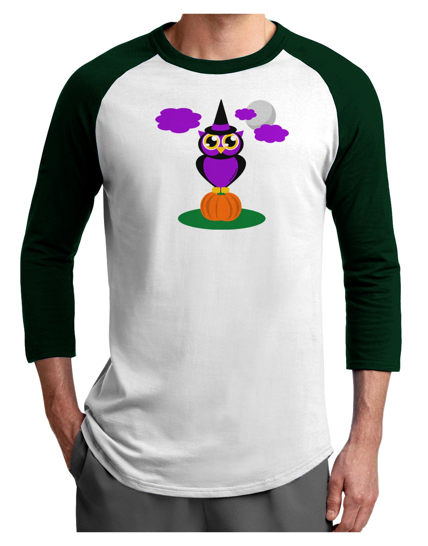 Owl Purple Adult Raglan Shirt-Raglan Shirt-TooLoud-White-Forest-X-Small-Davson Sales