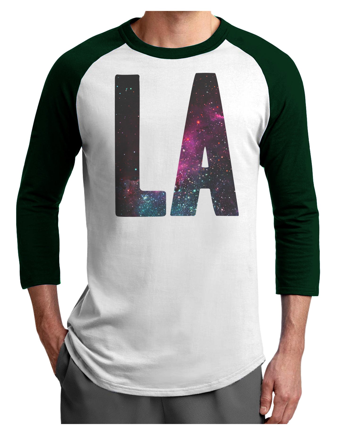 LA Outer Space Desgin Adult Raglan Shirt-Raglan Shirt-TooLoud-White-Forest-X-Small-Davson Sales