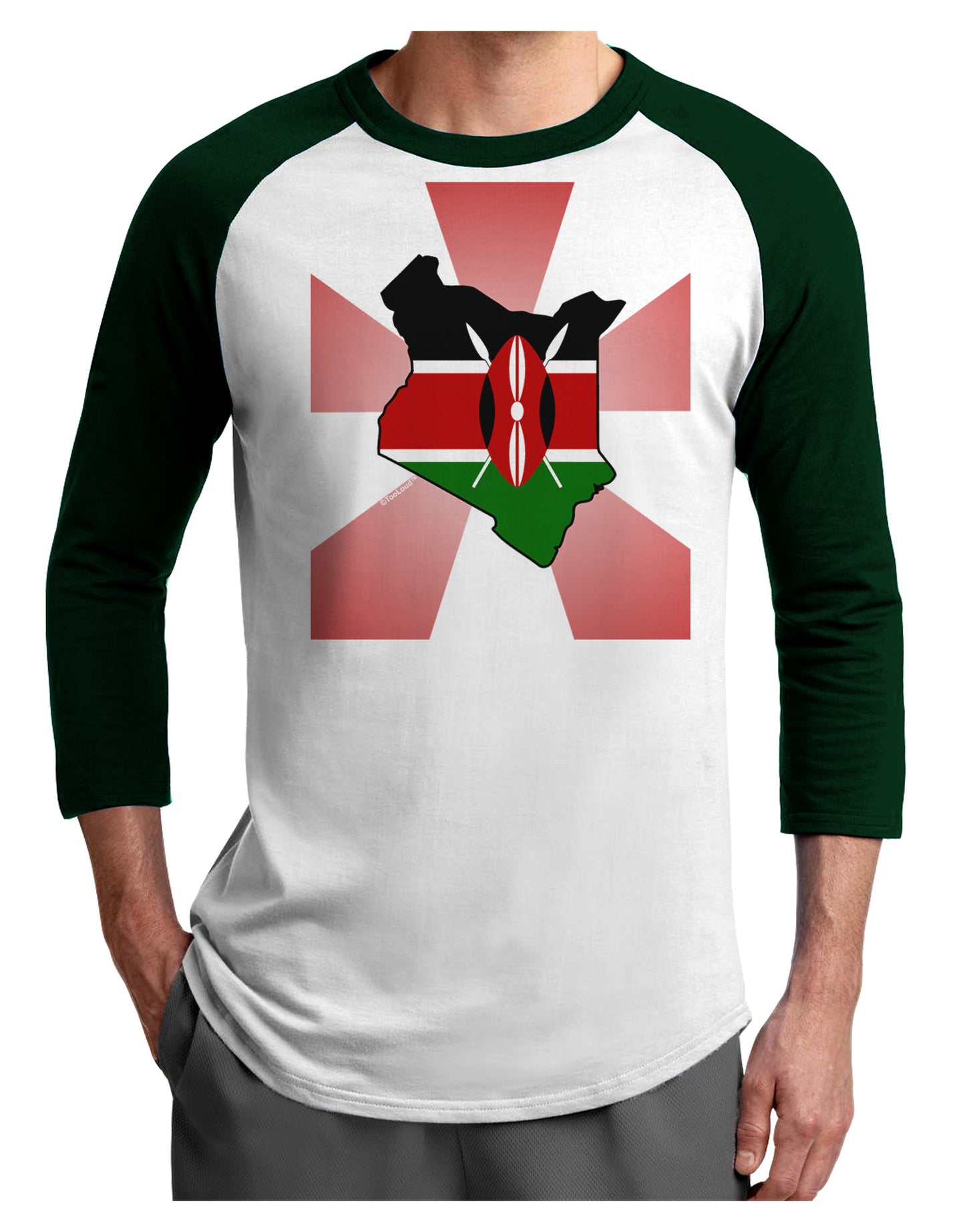 Kenya Flag Design Adult Raglan Shirt-TooLoud-White-Forest-X-Small-Davson Sales