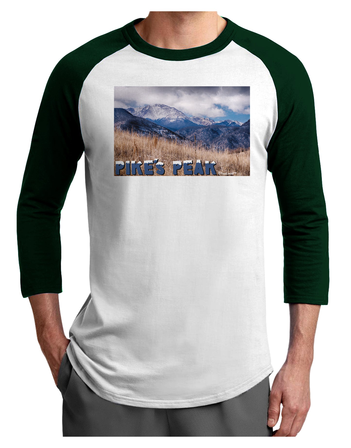 Pikes Peak CO Mountains Text Adult Raglan Shirt by TooLoud-TooLoud-White-Forest-X-Small-Davson Sales