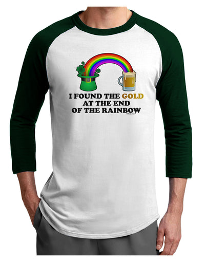 End Of The Rainbow Text Adult Raglan Shirt-Raglan Shirt-TooLoud-White-Forest-X-Small-Davson Sales