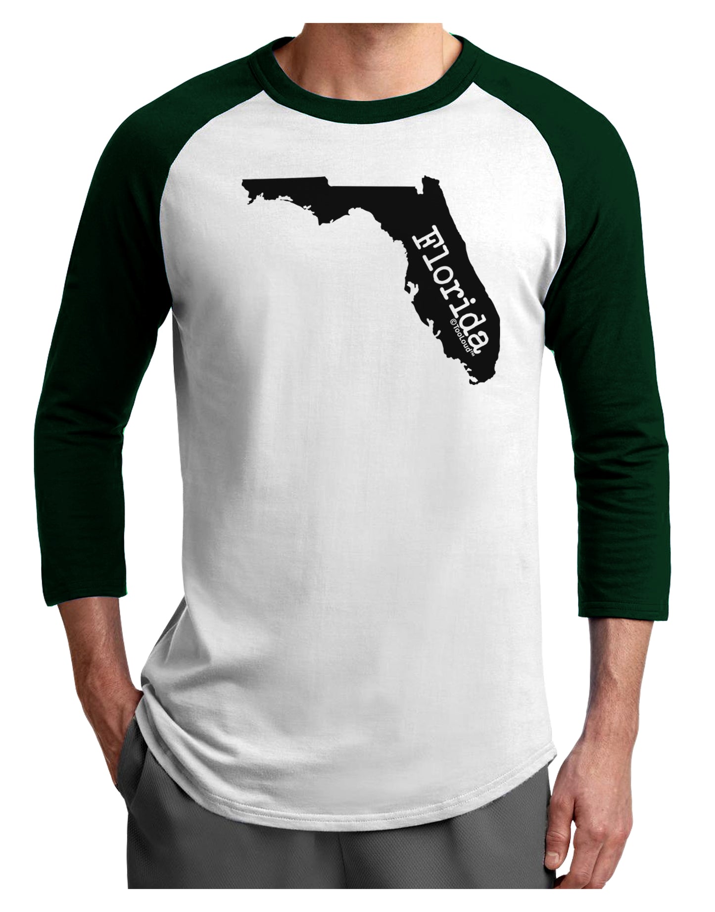Florida - United States Shape Adult Raglan Shirt by TooLoud-TooLoud-White-Forest-X-Small-Davson Sales