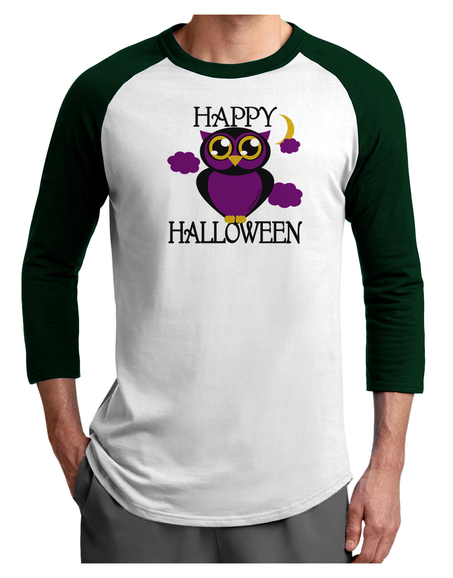 Owl Purple Text Adult Raglan Shirt-Raglan Shirt-TooLoud-White-Forest-X-Small-Davson Sales