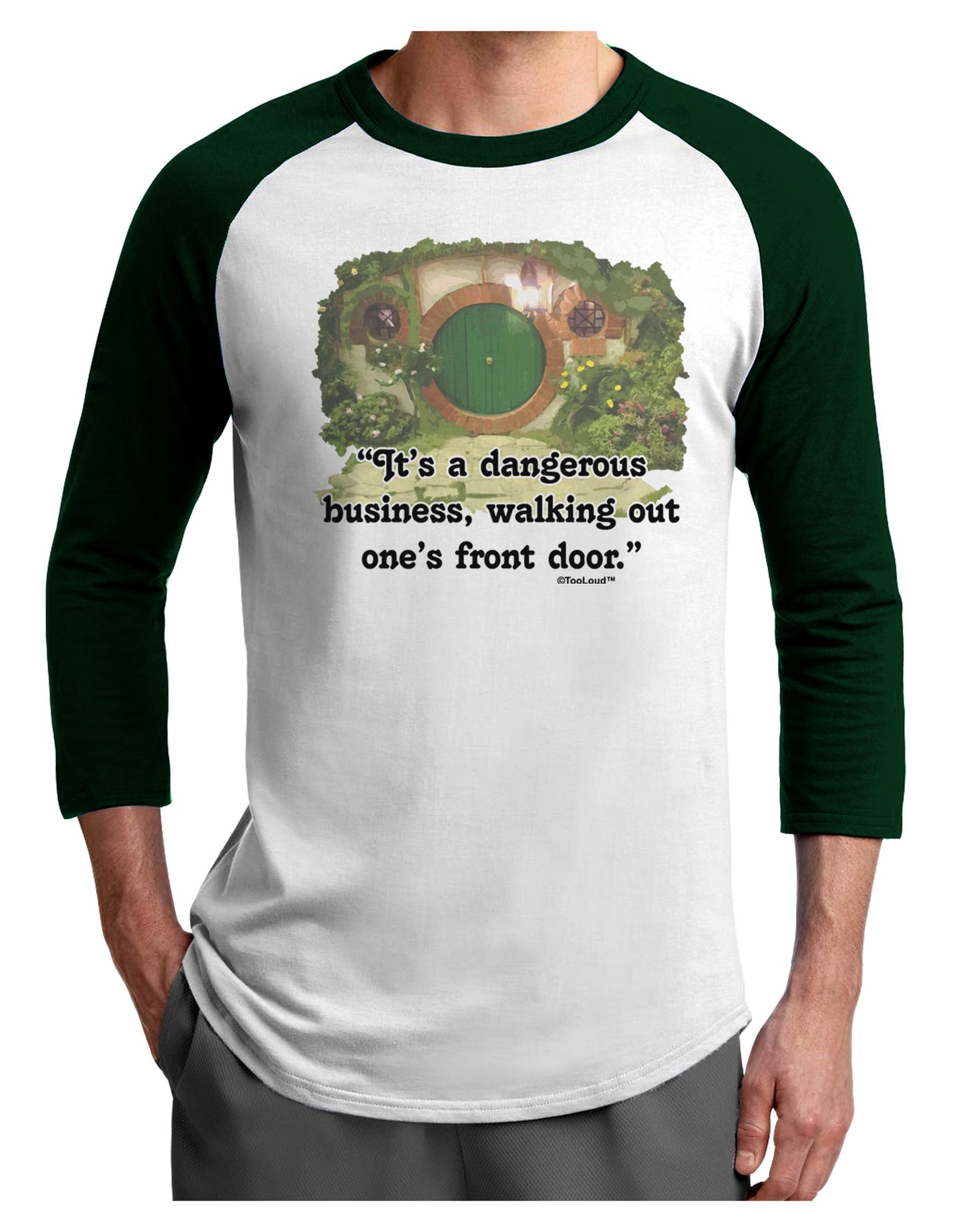 Dangerous Business Adult Raglan Shirt-TooLoud-White-Forest-X-Small-Davson Sales