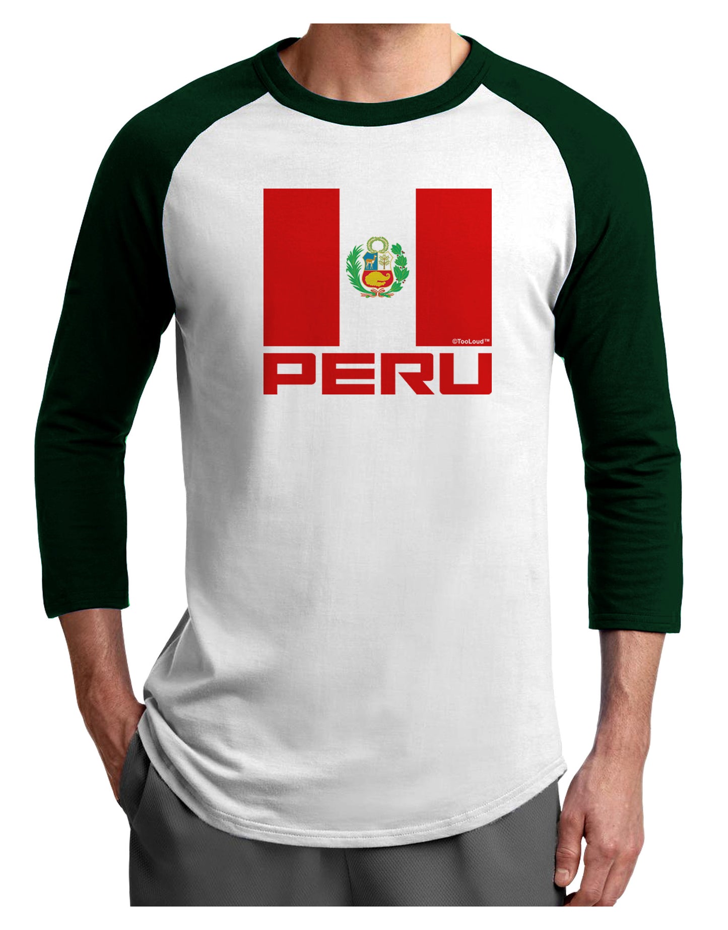 Peru Flag Adult Raglan Shirt-Raglan Shirt-TooLoud-White-Forest-X-Small-Davson Sales