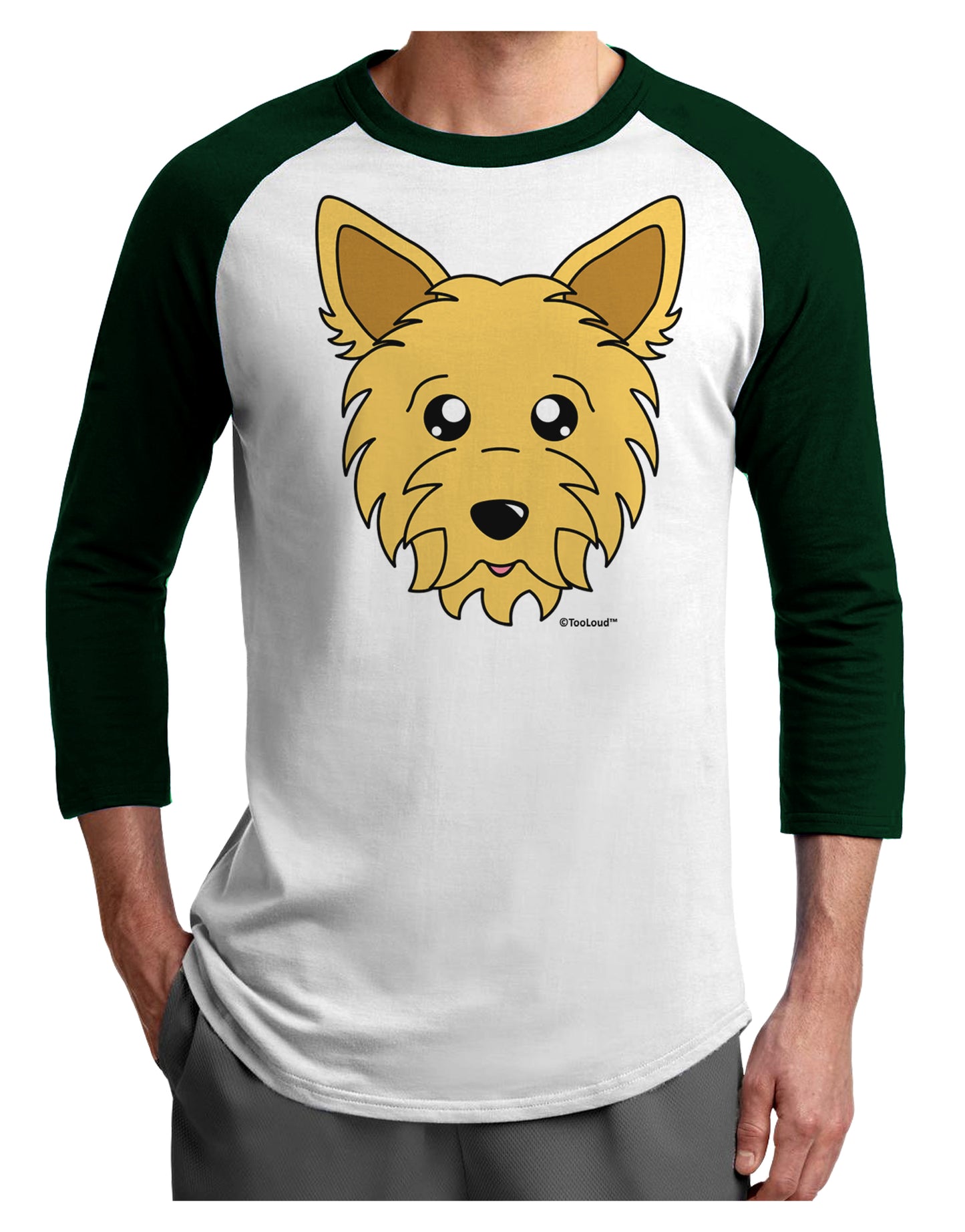 Cute Yorkshire Terrier Yorkie Dog Adult Raglan Shirt by TooLoud-TooLoud-White-Forest-X-Small-Davson Sales
