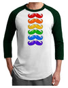 Colorful Rainbow Mustaches Adult Raglan Shirt-Raglan Shirt-TooLoud-White-Forest-X-Small-Davson Sales