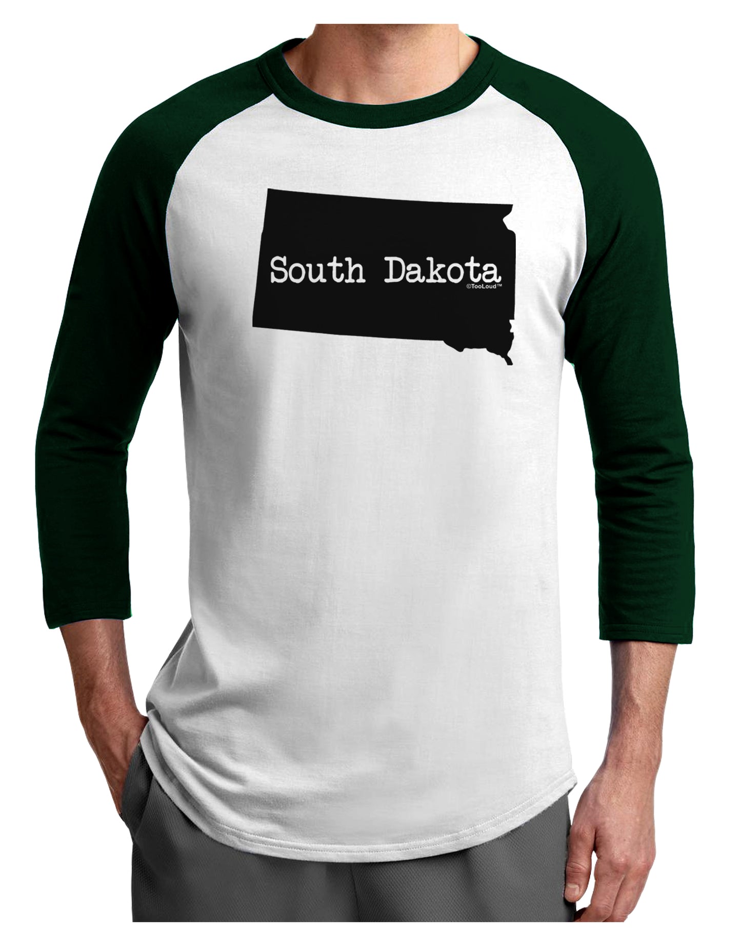 South Dakota - United States Shape Adult Raglan Shirt by TooLoud-TooLoud-White-Forest-X-Small-Davson Sales