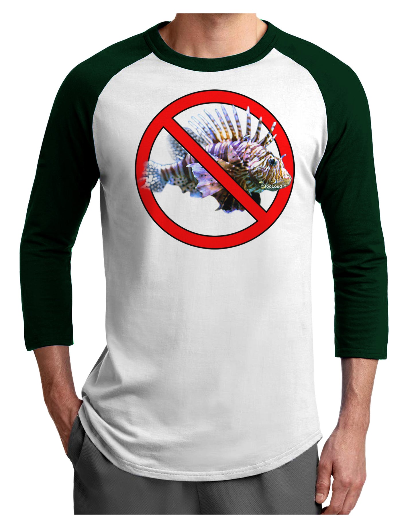 No Lionfish Adult Raglan Shirt-Raglan Shirt-TooLoud-White-Forest-X-Small-Davson Sales