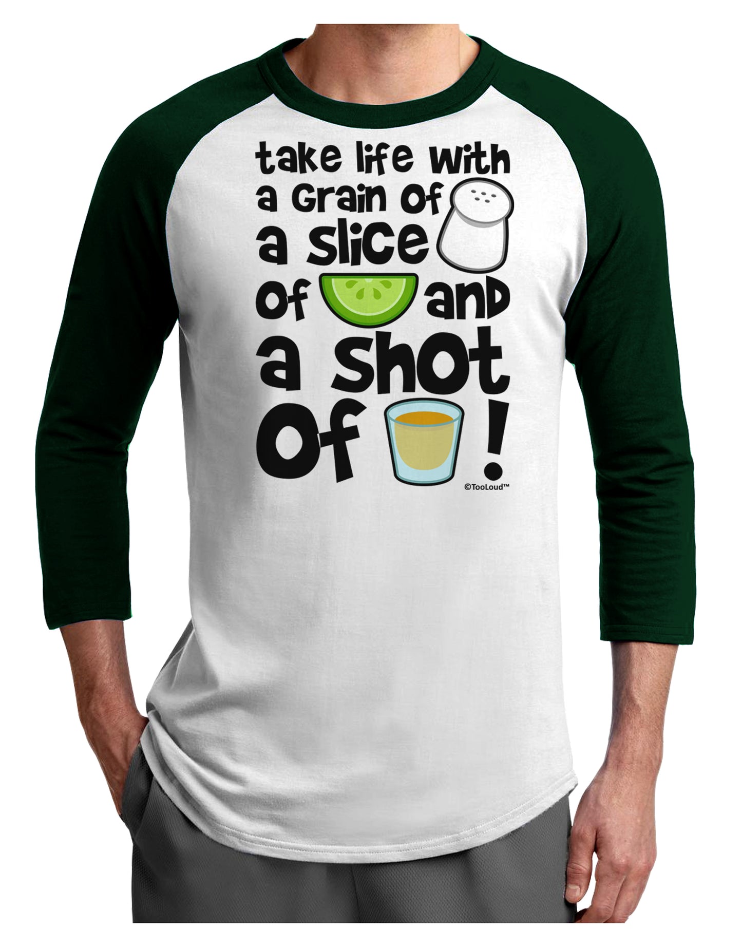 Take Life with a Grain of Salt and a Shot of Tequila Adult Raglan Shirt by TooLoud-TooLoud-White-Forest-X-Small-Davson Sales