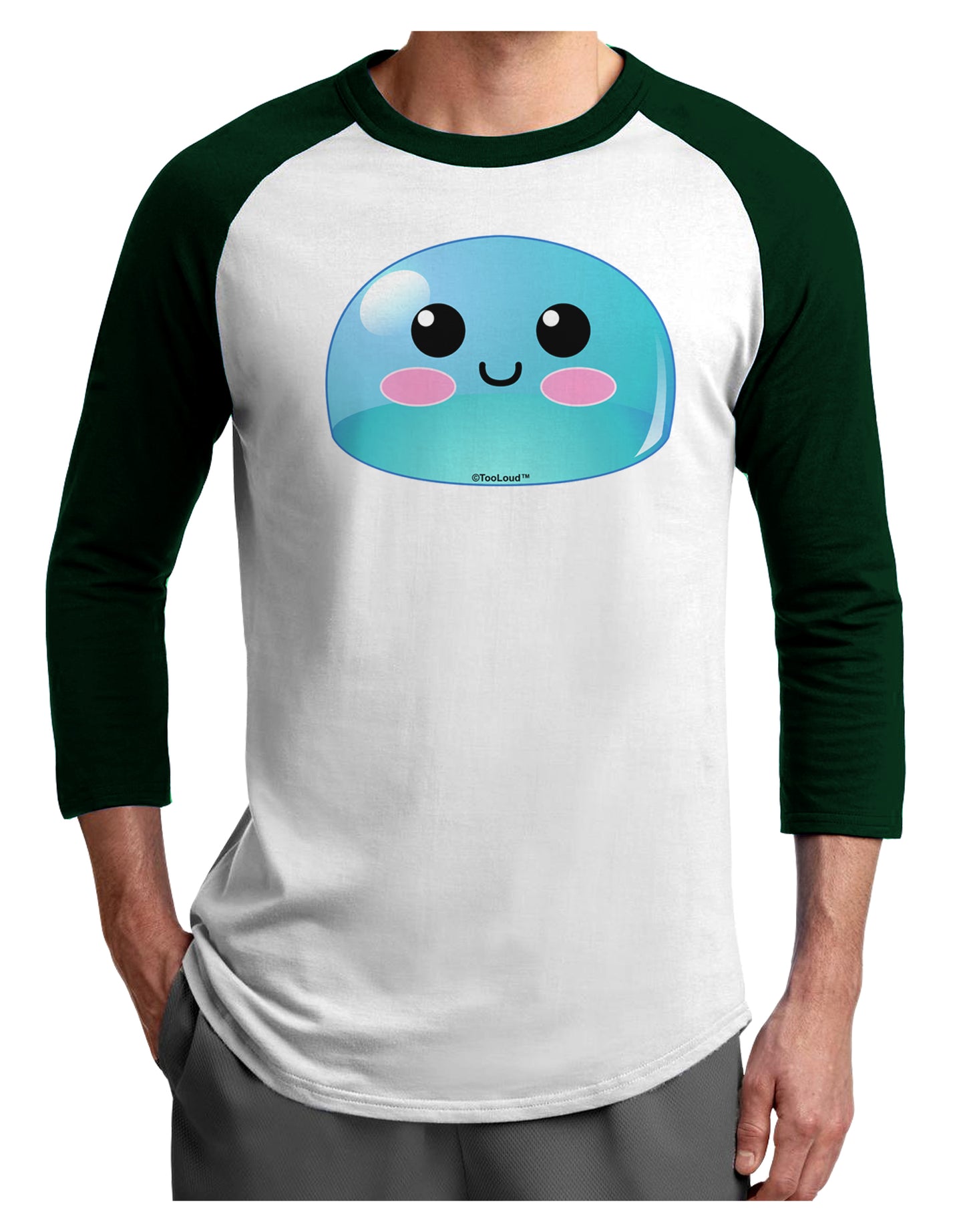 Cute RPG Slime - Blue Adult Raglan Shirt by TooLoud-TooLoud-White-Forest-X-Small-Davson Sales