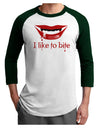 Like to Bite Adult Raglan Shirt-TooLoud-White-Forest-X-Small-Davson Sales