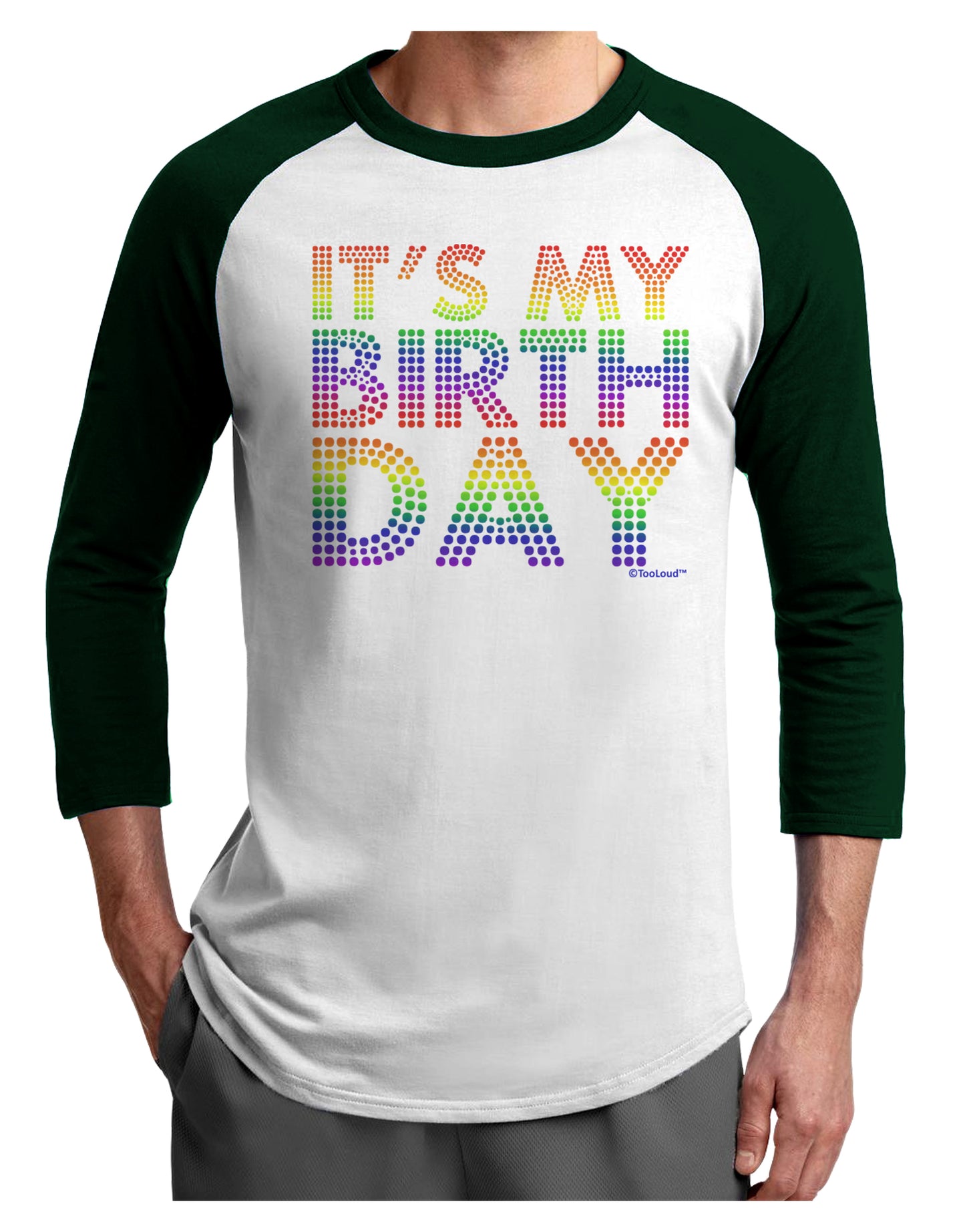 It's My Birthday - Candy Colored Dots Adult Raglan Shirt by TooLoud-Raglan Shirt-TooLoud-White-Forest-X-Small-Davson Sales