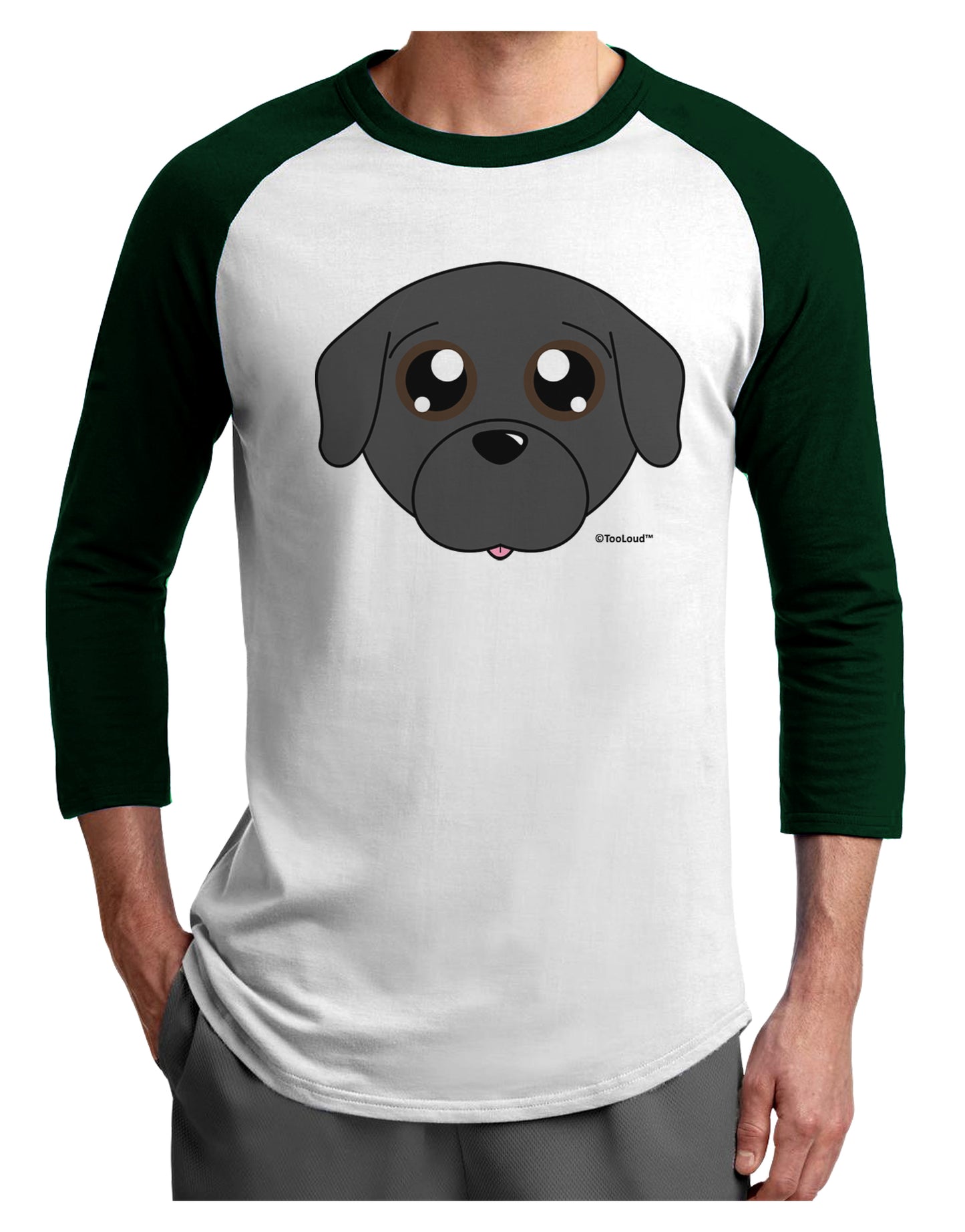Cute Pug Dog - Black Adult Raglan Shirt by TooLoud-TooLoud-White-Forest-X-Small-Davson Sales