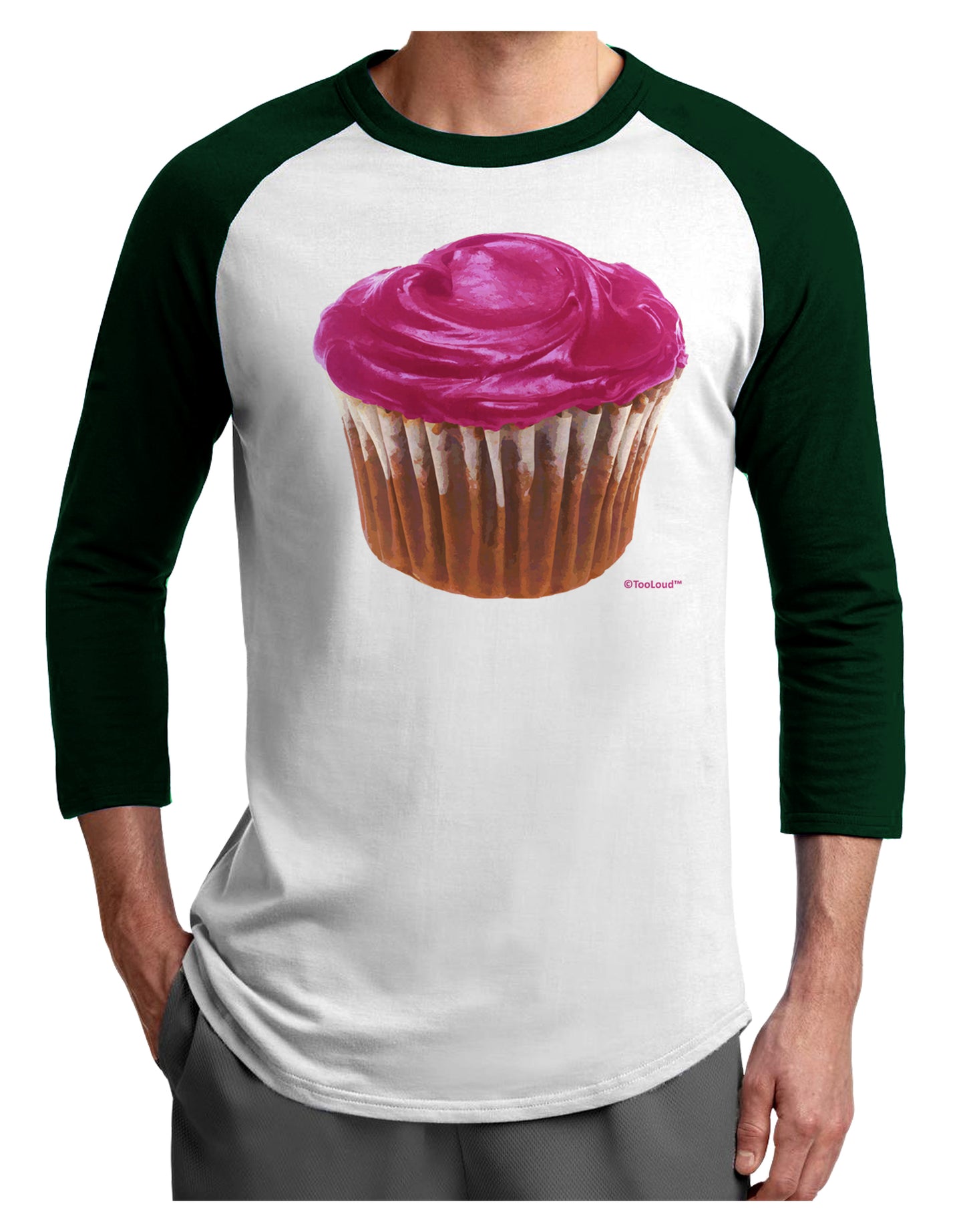 Giant Bright Pink Cupcake Adult Raglan Shirt by TooLoud-Raglan Shirt-TooLoud-White-Forest-X-Small-Davson Sales