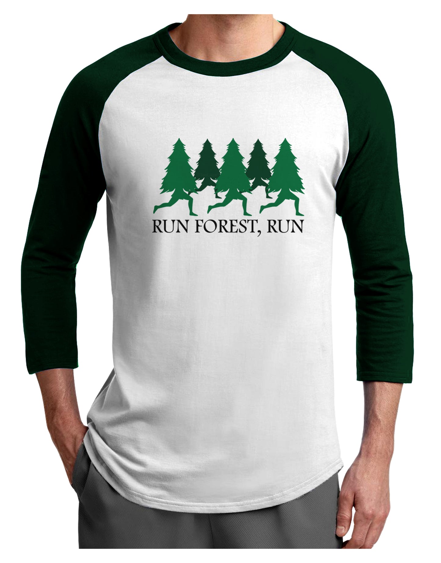 Run Forest Run Funny Adult Raglan Shirt by TooLoud-TooLoud-White-Forest-X-Small-Davson Sales