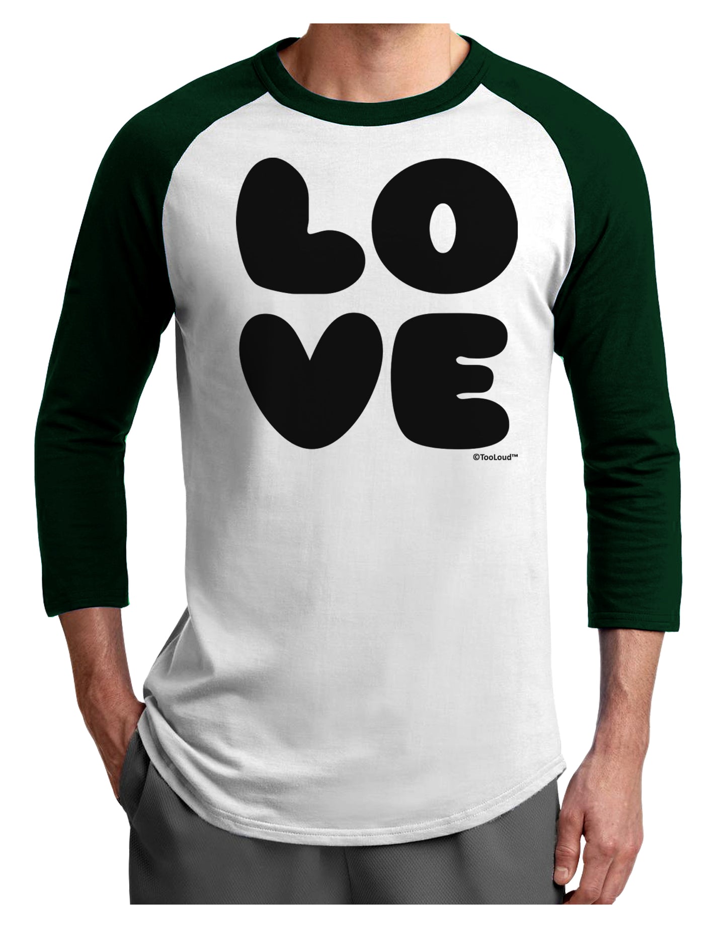 LOVE Text Adult Raglan Shirt by TooLoud-TooLoud-White-Forest-X-Small-Davson Sales