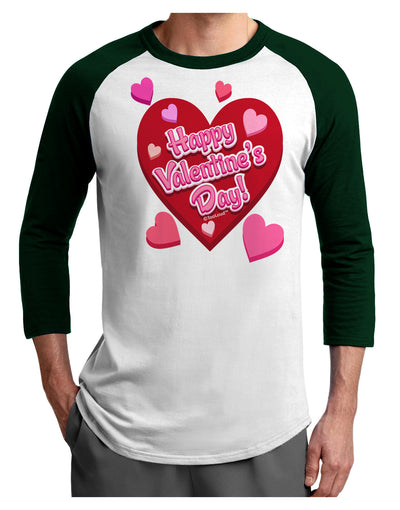 Happy Valentine's Day Romantic Hearts Adult Raglan Shirt-Raglan Shirt-TooLoud-White-Forest-X-Small-Davson Sales