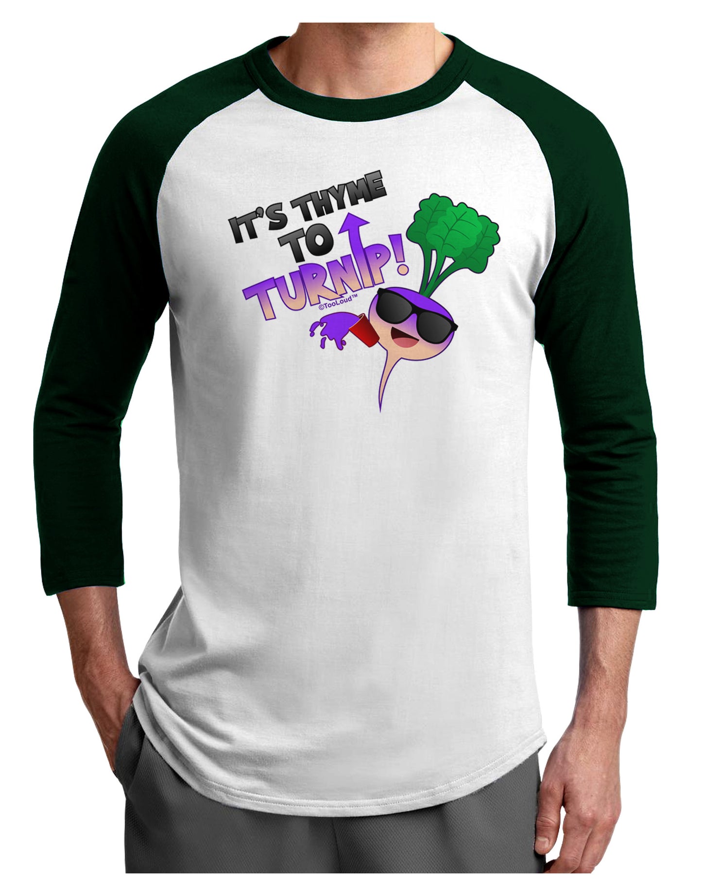 It's Thyme To Turnip Adult Raglan Shirt-Raglan Shirt-TooLoud-White-Forest-X-Small-Davson Sales
