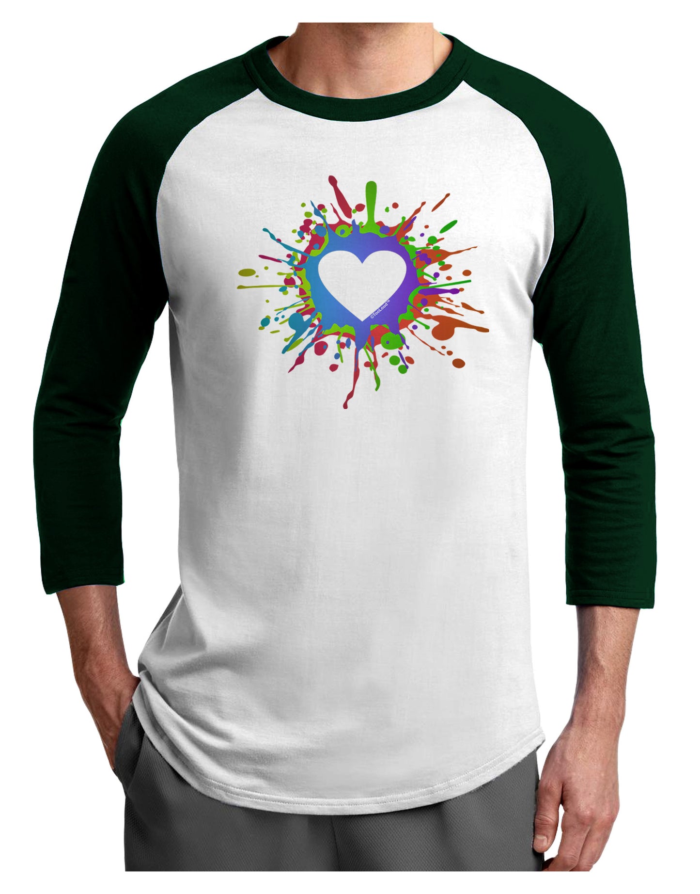 Heart Paint Splatter Adult Raglan Shirt-Raglan Shirt-TooLoud-White-Forest-X-Small-Davson Sales