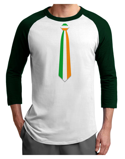 Faux Irish Flag Tie St Patricks Day Adult Raglan Shirt-Raglan Shirt-TooLoud-White-Forest-X-Small-Davson Sales