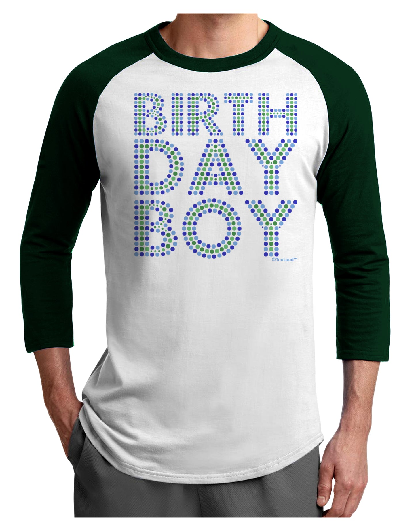 Birthday Boy - Blue and Green Dots Adult Raglan Shirt by TooLoud-Raglan Shirt-TooLoud-White-Forest-X-Small-Davson Sales