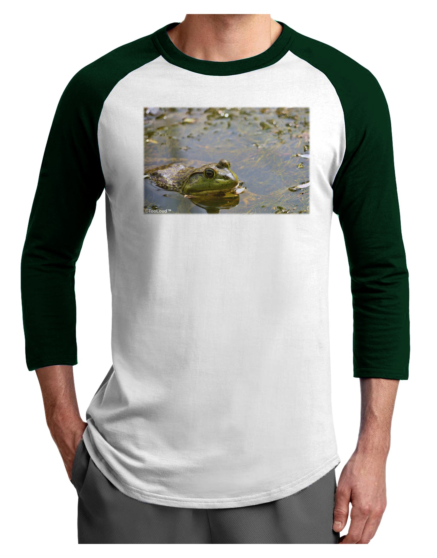 Bullfrog In Water Adult Raglan Shirt by TooLoud-TooLoud-White-Forest-X-Small-Davson Sales