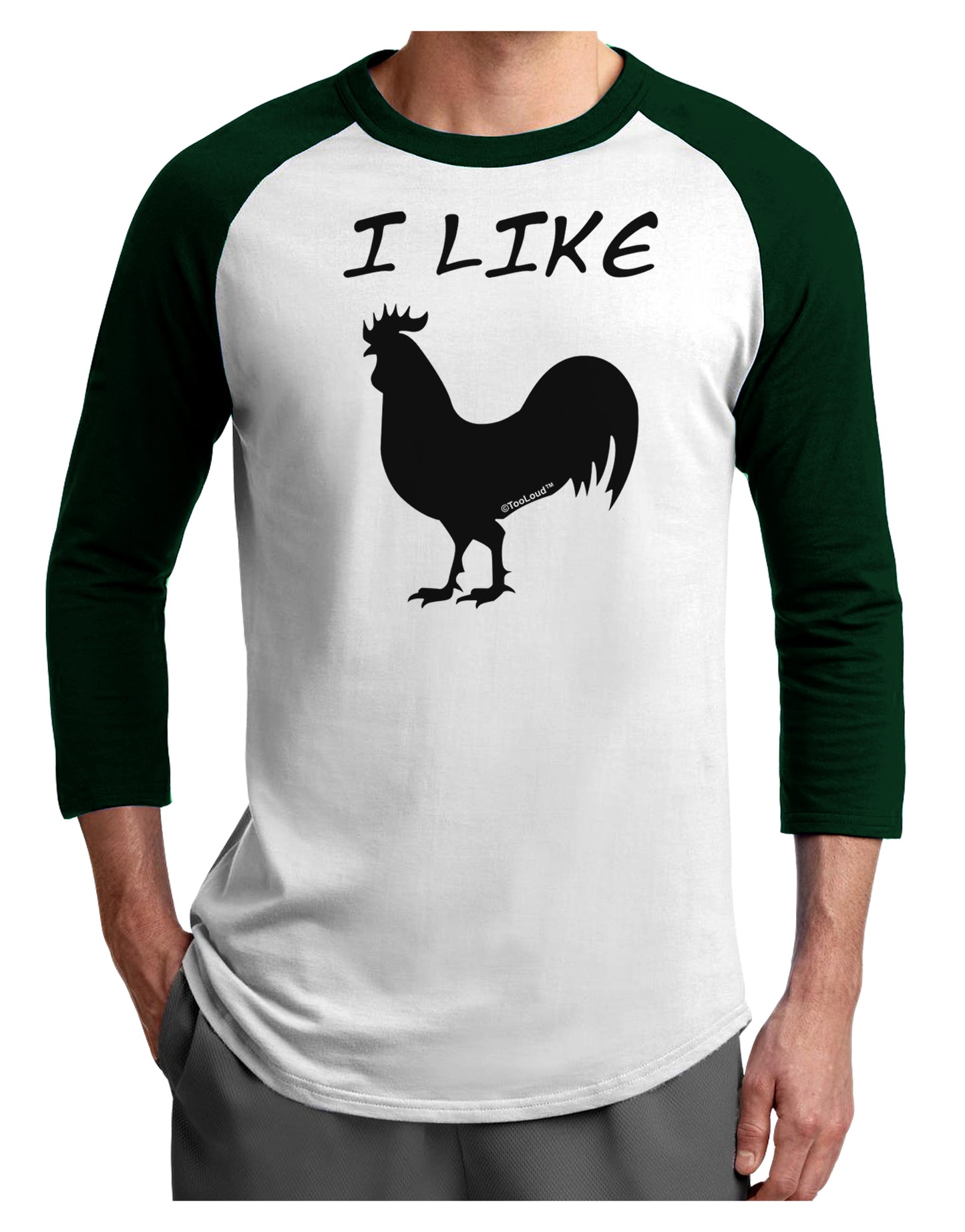 I Like Rooster Silhouette - Funny Adult Raglan Shirt by TooLoud-TooLoud-White-Forest-X-Small-Davson Sales