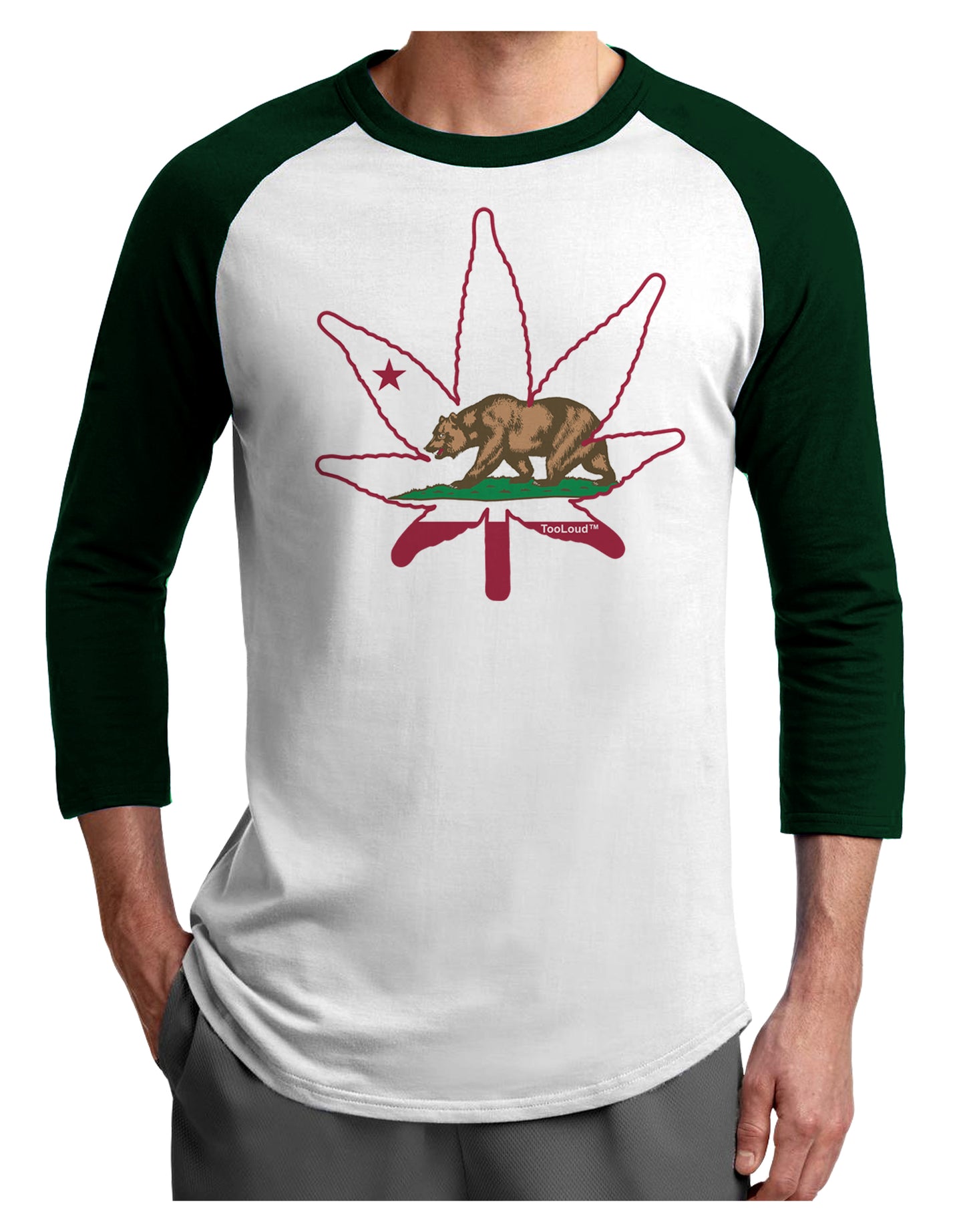 California Bear Leaf Design Adult Raglan Shirt by TooLoud-TooLoud-White-Forest-X-Small-Davson Sales