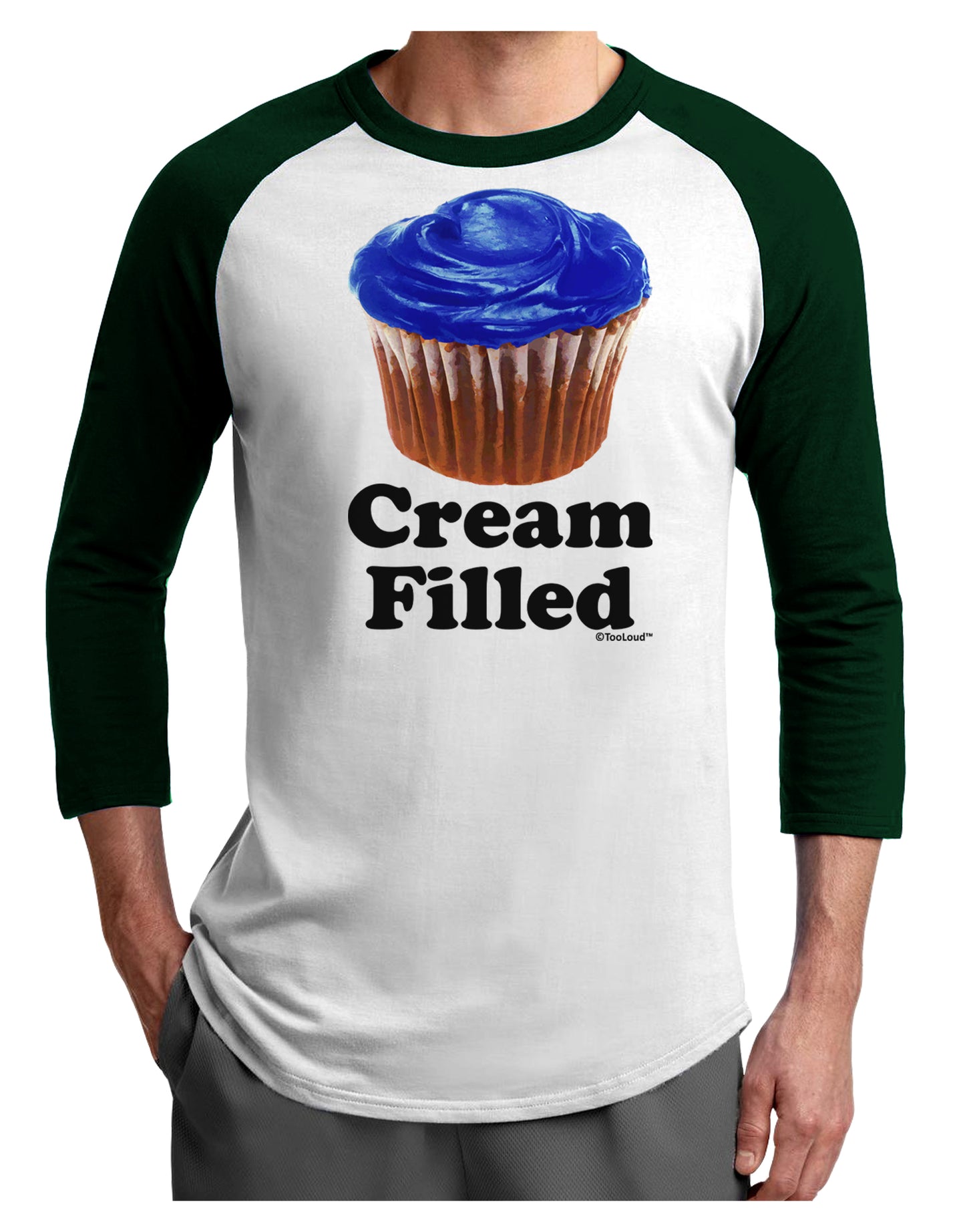 Cream Filled Blue Cupcake Design Adult Raglan Shirt by TooLoud-Raglan Shirt-TooLoud-White-Forest-X-Small-Davson Sales