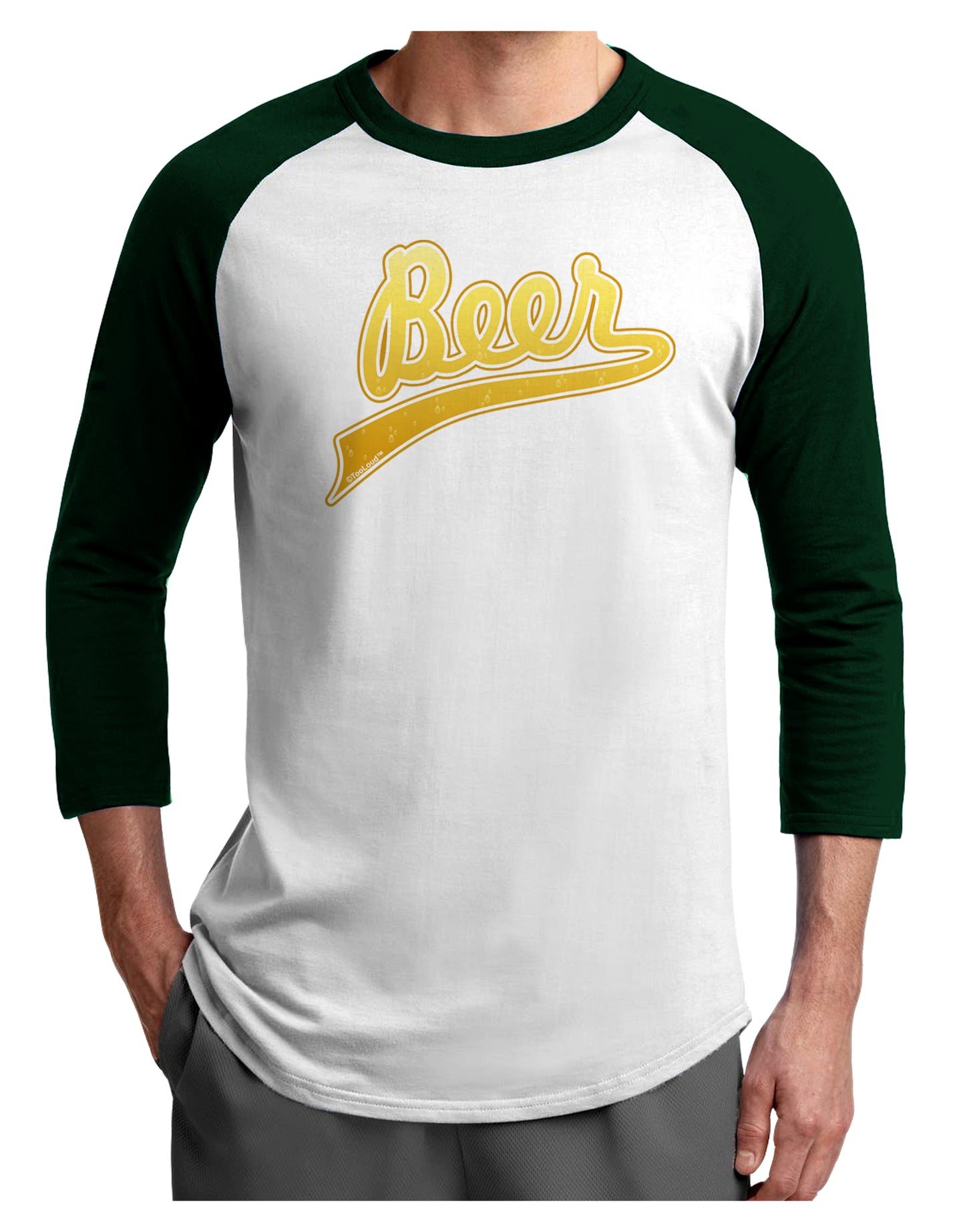 Beer Jersey Adult Raglan Shirt-TooLoud-White-Forest-X-Small-Davson Sales