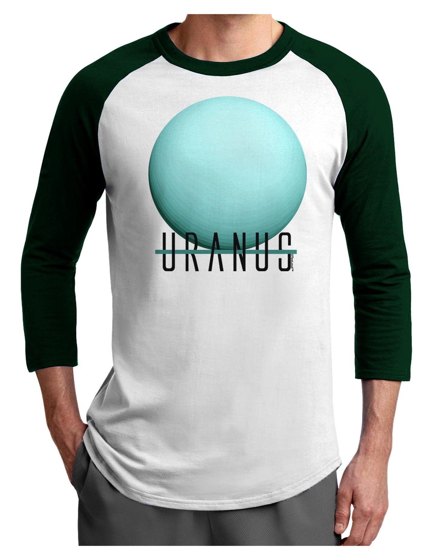 Planet Uranus Text Adult Raglan Shirt-Raglan Shirt-TooLoud-White-Forest-X-Small-Davson Sales