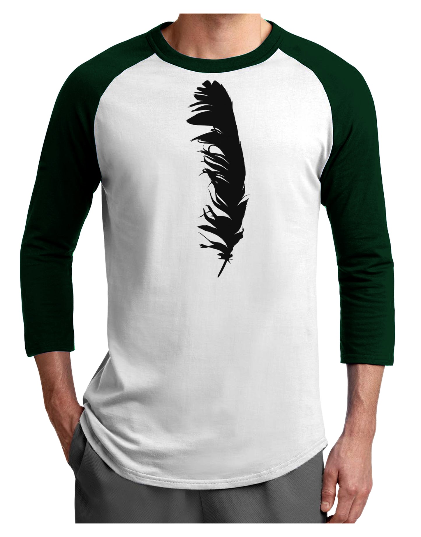 Black Feather Adult Raglan Shirt-Raglan Shirt-TooLoud-White-Forest-X-Small-Davson Sales