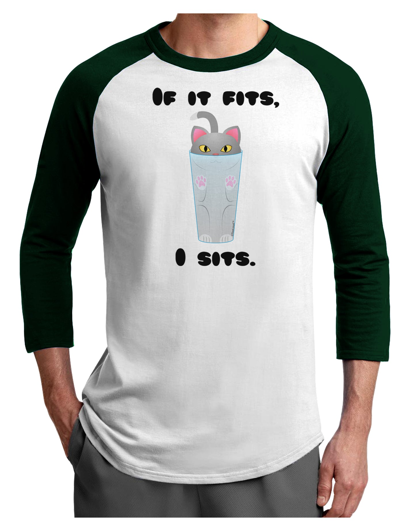 If It Fits - Cute Cat Design Adult Raglan Shirt by TooLoud-TooLoud-White-Forest-X-Small-Davson Sales